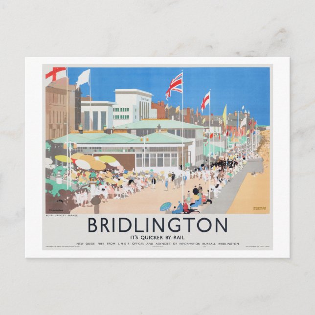 Postal Afiche de la época de Bridlington UK 1939 (Anverso)