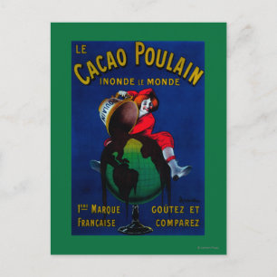 Postal Afiche de la época de Cacao Poulain