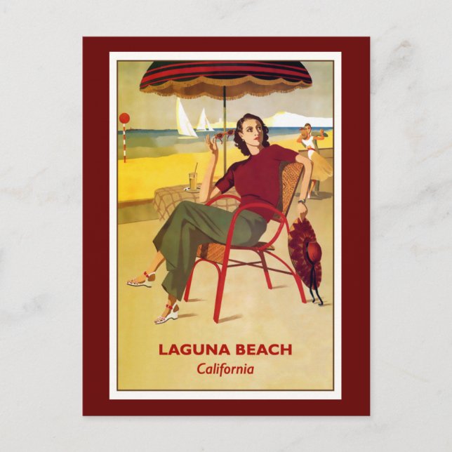 Postal Afiche de la época de California, Laguna Beach, (Anverso)