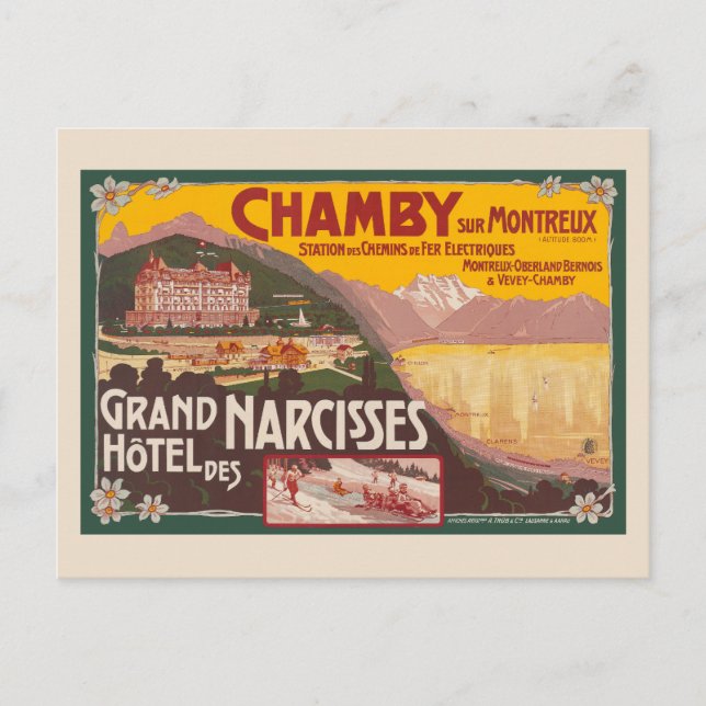 Postal Afiche de la época de Chamby sur Montreux aprox. 1 (Anverso)