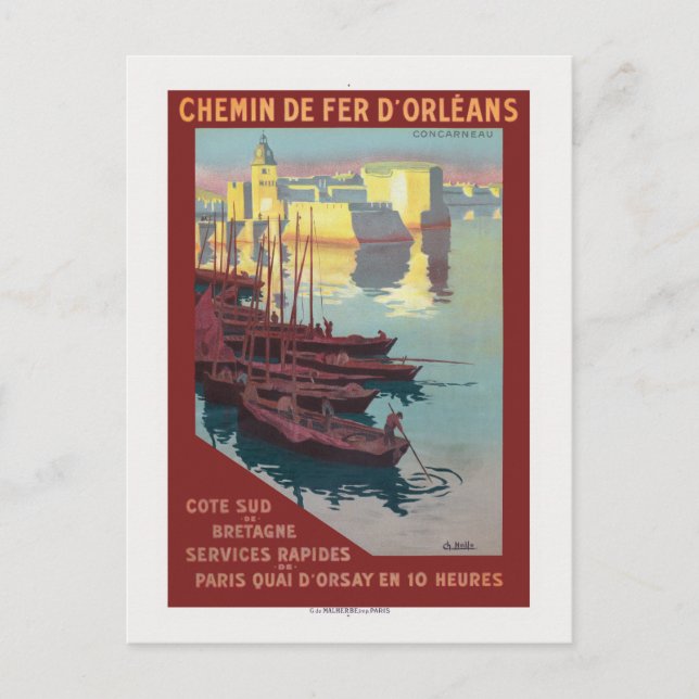 Postal Afiche de la época de Concarneau France 1919 (Anverso)