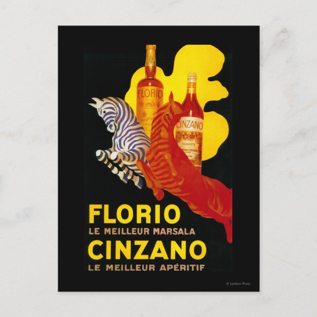 Postal Afiche de la época de Florio Cinzano en Europa (Anverso)