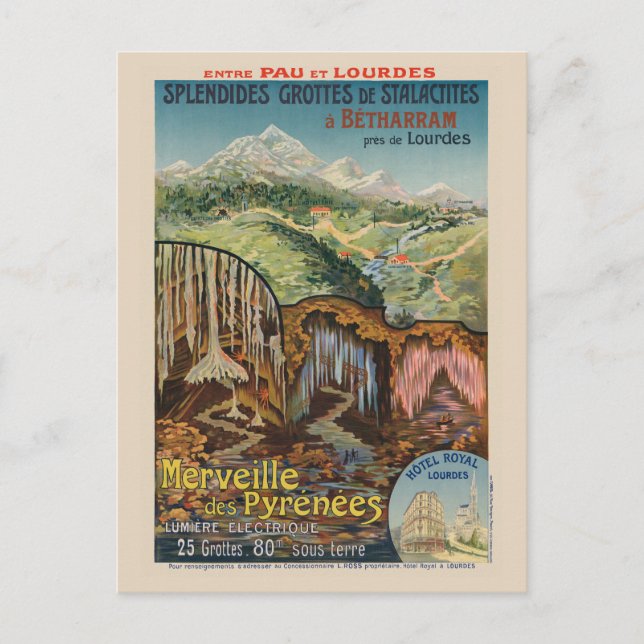 Postal Afiche de la época de Francia de Merveille des Pyr (Anverso)