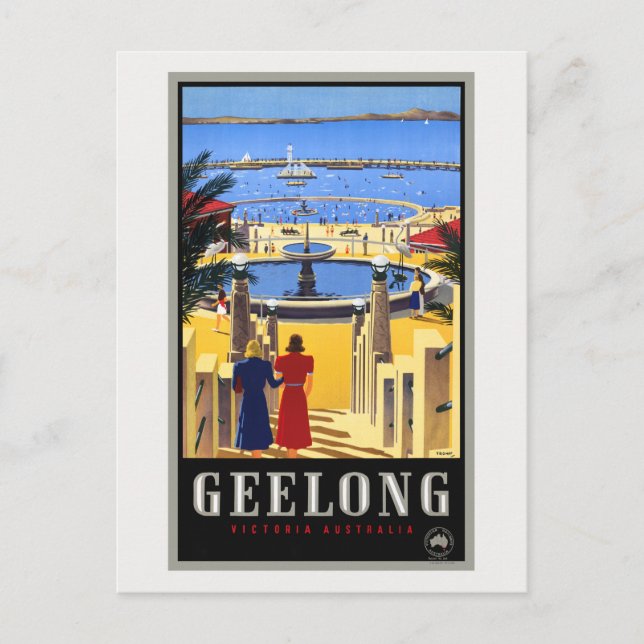 Postal Afiche de la época de Geelong Australia 1930 (Anverso)