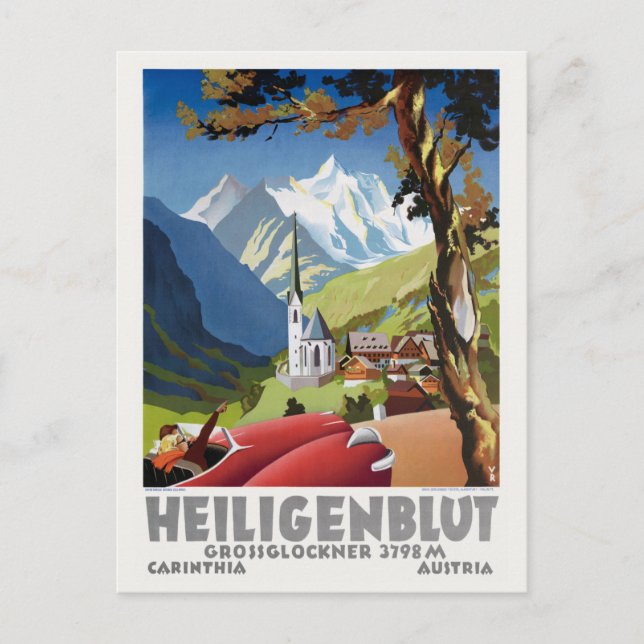 Postal Afiche de la época de Heiligenblut Austria (Anverso)
