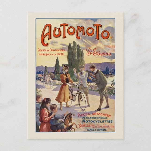 Postal Afiche de la época de la automoto de St. Etienne 1 (Anverso)