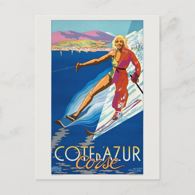 Postal Afiche de la época de la Costa Azul de Francia de  (Anverso)