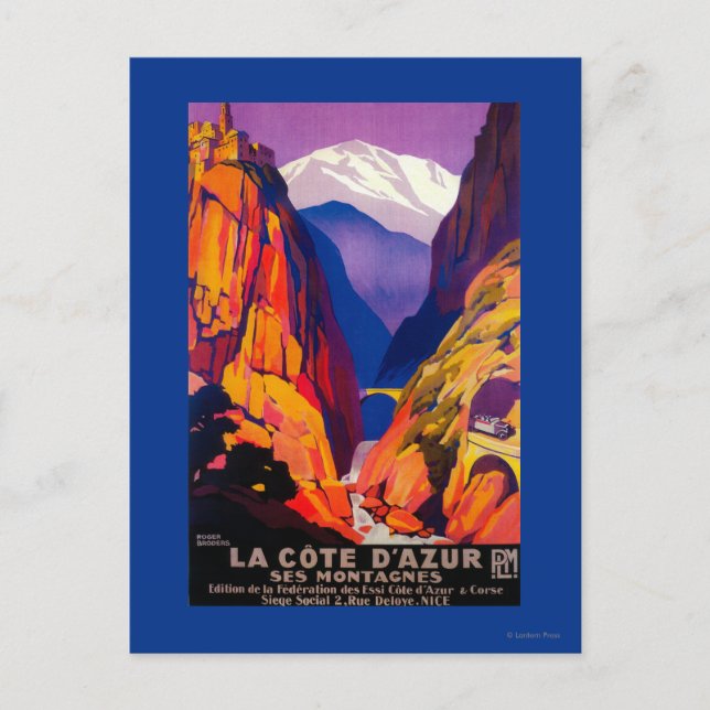 Postal Afiche de la época de La Cote D'Azur 2 (Anverso)