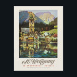 Postal Afiche de la época de la familia St. Wolfgang Salz<br><div class="desc">Poster de viajes de la época de St. Wolfgang, Salzkammergut, Austria. Publicado en 1936. Tenga en cuenta que nuestros posters son reproducciones de alta calidad basadas en escaneos profesionales de alta resolución de los originales. Nuestro proceso de retoque manual no implica el uso de filtros que eliminen los detalles o...</div>