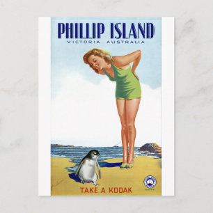 Postal Afiche de la época de la isla Phillip Victoria Aus