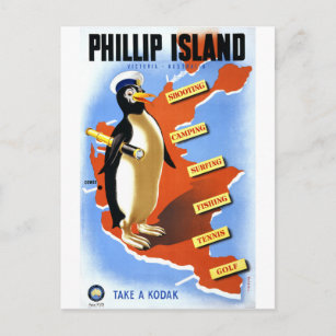 Postal Afiche de la época de la isla Phillip Victoria Aus