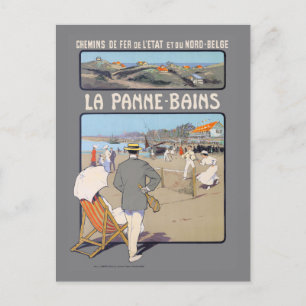 Postal Afiche de la época de La Panne-Bains 1912