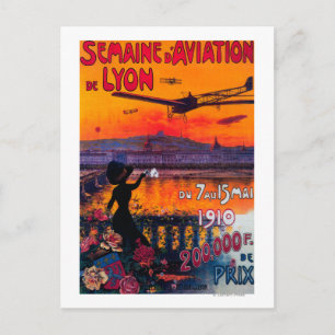 Postal Afiche de la época de la Semaine d' Aviation De Ly
