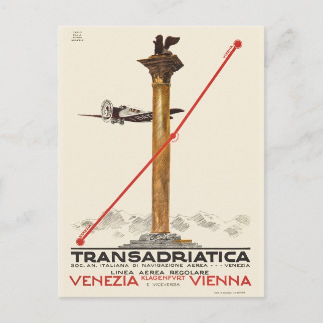 Postal Afiche de la época de la Transadriatica Italia de  (Anverso)