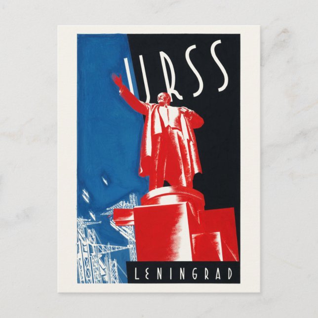 Postal Afiche de la época de la URSS en Leningrado 1932 (Anverso)
