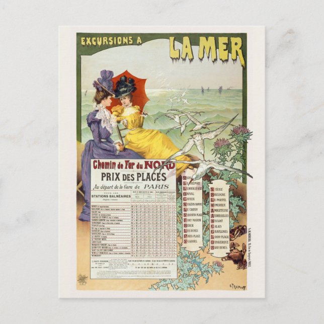 Postal Afiche de la época de las excursiones al mar franc (Anverso)