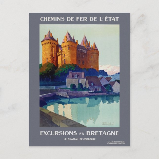 Postal Afiche de la época de las excursiones en Bretaña,  (Anverso)