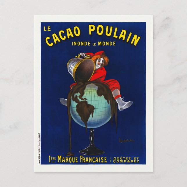 Postal Afiche de la época de Le Cacao Poulain France 1911 (Anverso)