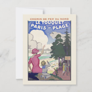Postal Afiche de la época de Le Touquet-Paris-Plage de lo
