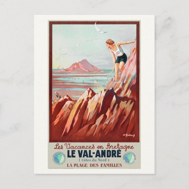 Postal Afiche de la época de Le Val André France 1930 (Anverso)
