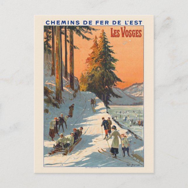Postal Afiche de la época de Les Vosges France de 1912 (Anverso)