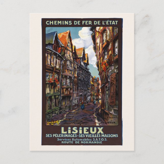 Postal Afiche de la época de Lisieux France 1930 (Anverso)
