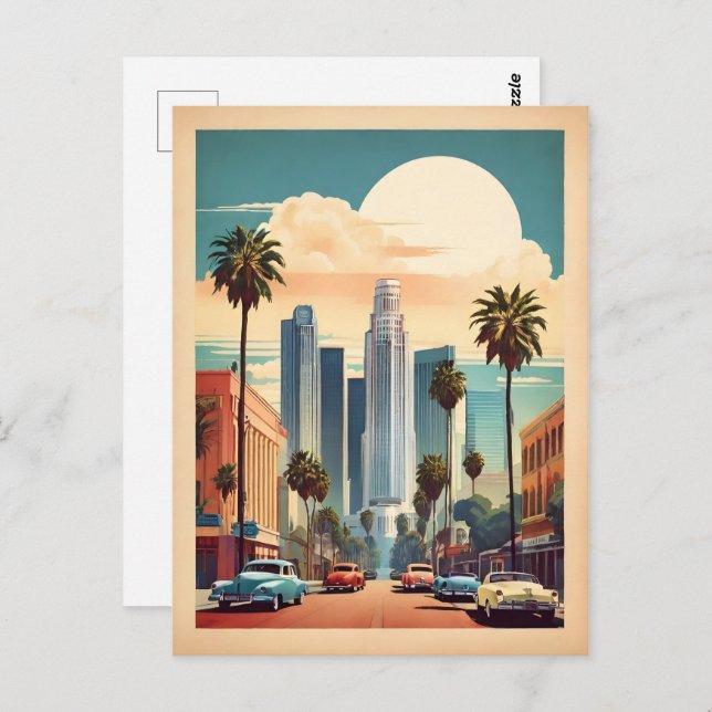 Postal Afiche de la época de Los Ángeles (Anverso / Reverso)