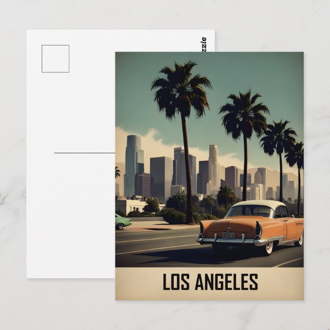 Postal Afiche de la época de Los Ángeles (Anverso / Reverso)