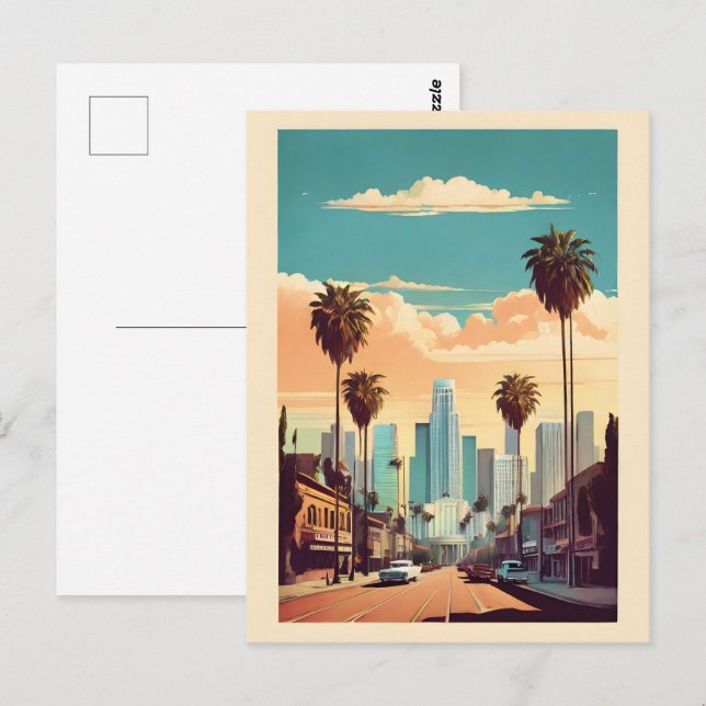 Postal Afiche de la época de Los Ángeles (Anverso / Reverso)
