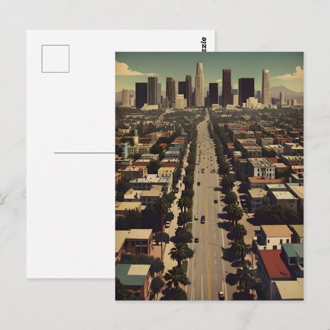 Postal Afiche de la época de Los Ángeles (Anverso / Reverso)