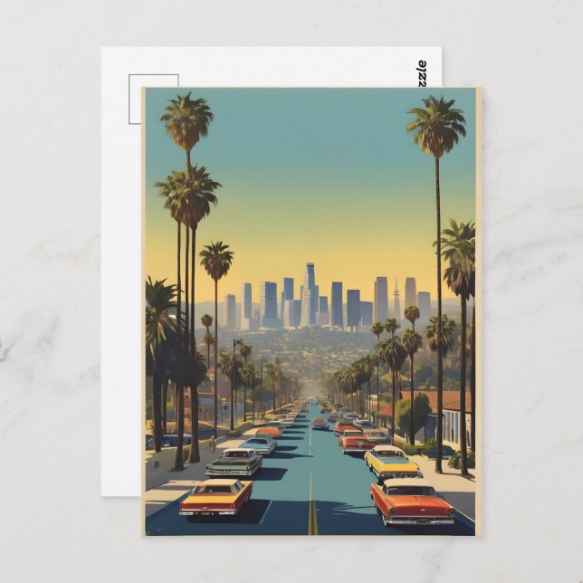 Postal Afiche de la época de Los Ángeles (Anverso / Reverso)