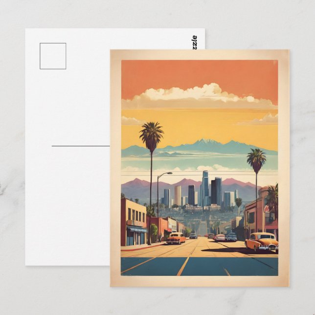 Postal Afiche de la época de Los Ángeles (Anverso / Reverso)