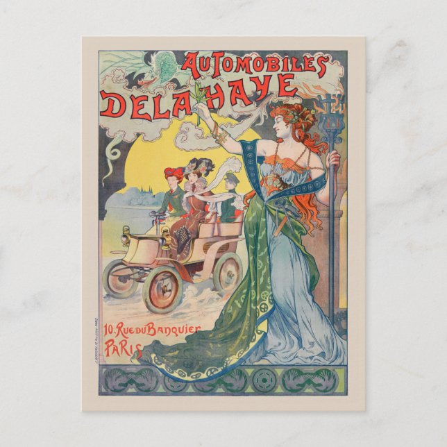 Postal Afiche de la época de los automóviles Delahaye Fra (Anverso)