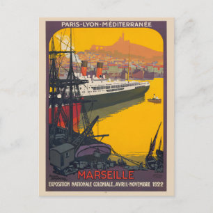 Postal Afiche de la época de Marsella Francia de 1922
