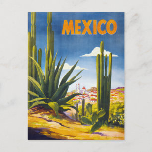 Postal Afiche de la época de México restaurado
