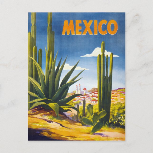 Postal Afiche de la época de México restaurado (Anverso)