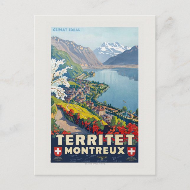 Postal Afiche de la época de Montreux del Territorio de 1 (Anverso)