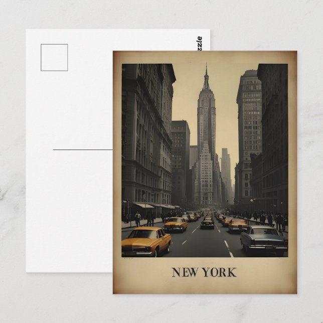 Postal Afiche de la época de Nueva York (Anverso / Reverso)