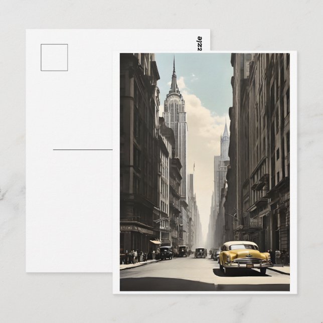 Postal Afiche de la época de Nueva York (Anverso / Reverso)
