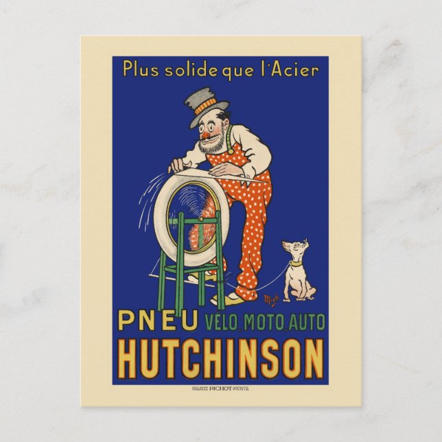 Postal Afiche de la época de Pneu Hutchinson en los años  (Anverso)