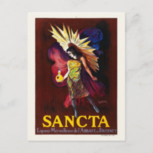 Postal Afiche de la época de Sancta Liqueur France 1925