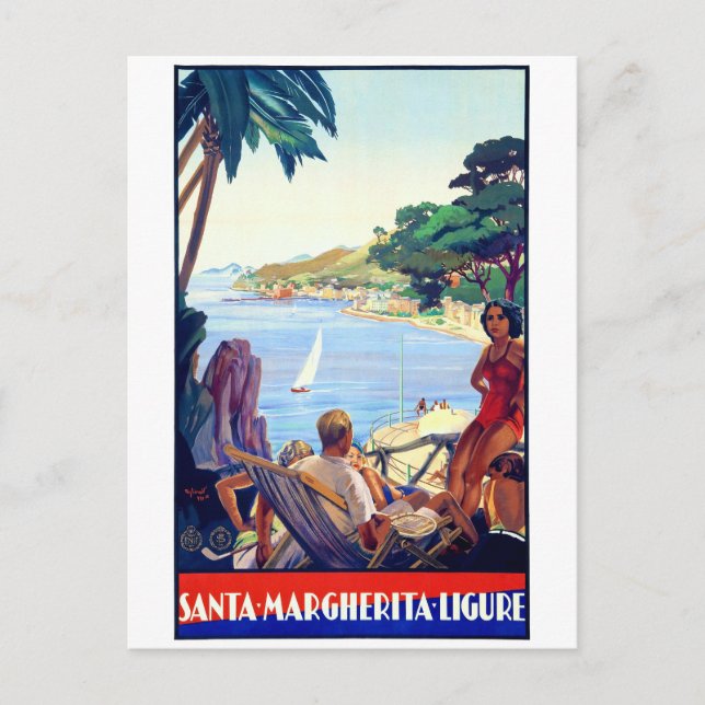 Postal Afiche de la época de Santa Margherita Ligure rest (Anverso)