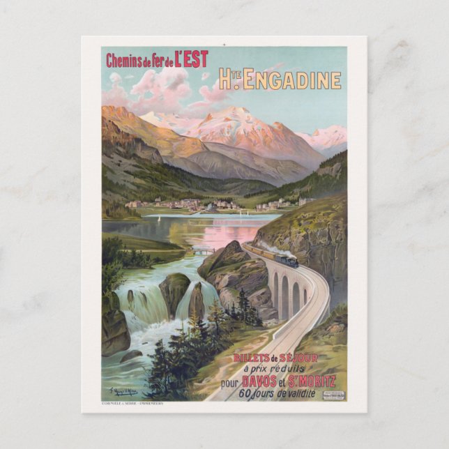 Postal Afiche de la época de Suiza de Haute Engadine 1910 (Anverso)