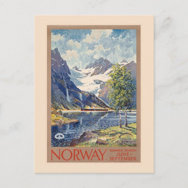 Postal Afiche de la época de verano de Noruega de junio a (Anverso)