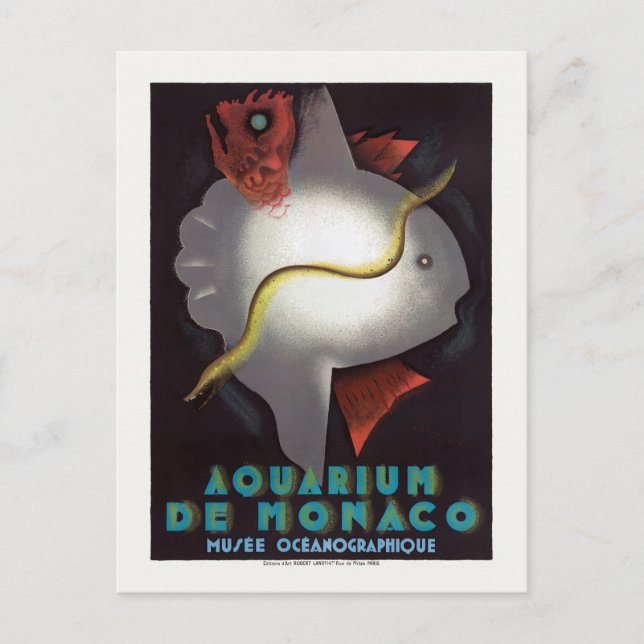 Postal Afiche de la época del acuario de Mónaco de 1926 (Anverso)