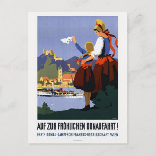 Postal Afiche de la época del Danubio Donaufahrt Austria 