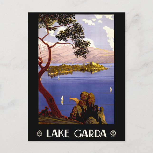 Postal Afiche de la época del lago Garda restaurado (Anverso)