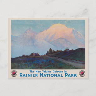 Postal Afiche de la época del Parque Nacional Rainier de 