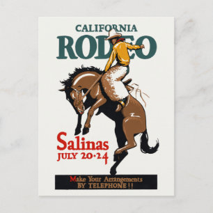 Postal Afiche de la época del Rodeo de California Salinas