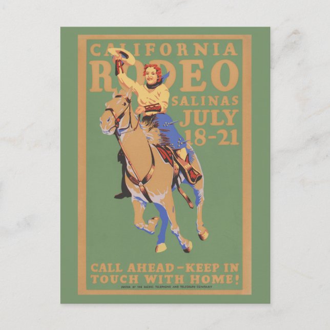 Postal Afiche de la época del Rodeo de los Estados Unidos (Anverso)